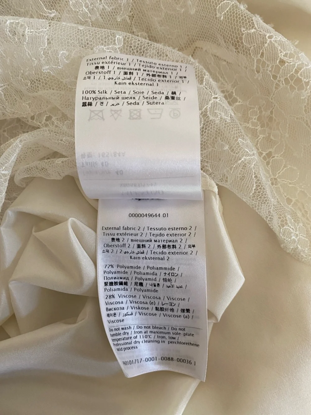 Valentino White Sheer Lace-Front Dress Shirt with Pointed Collar - Picture 6 of 10